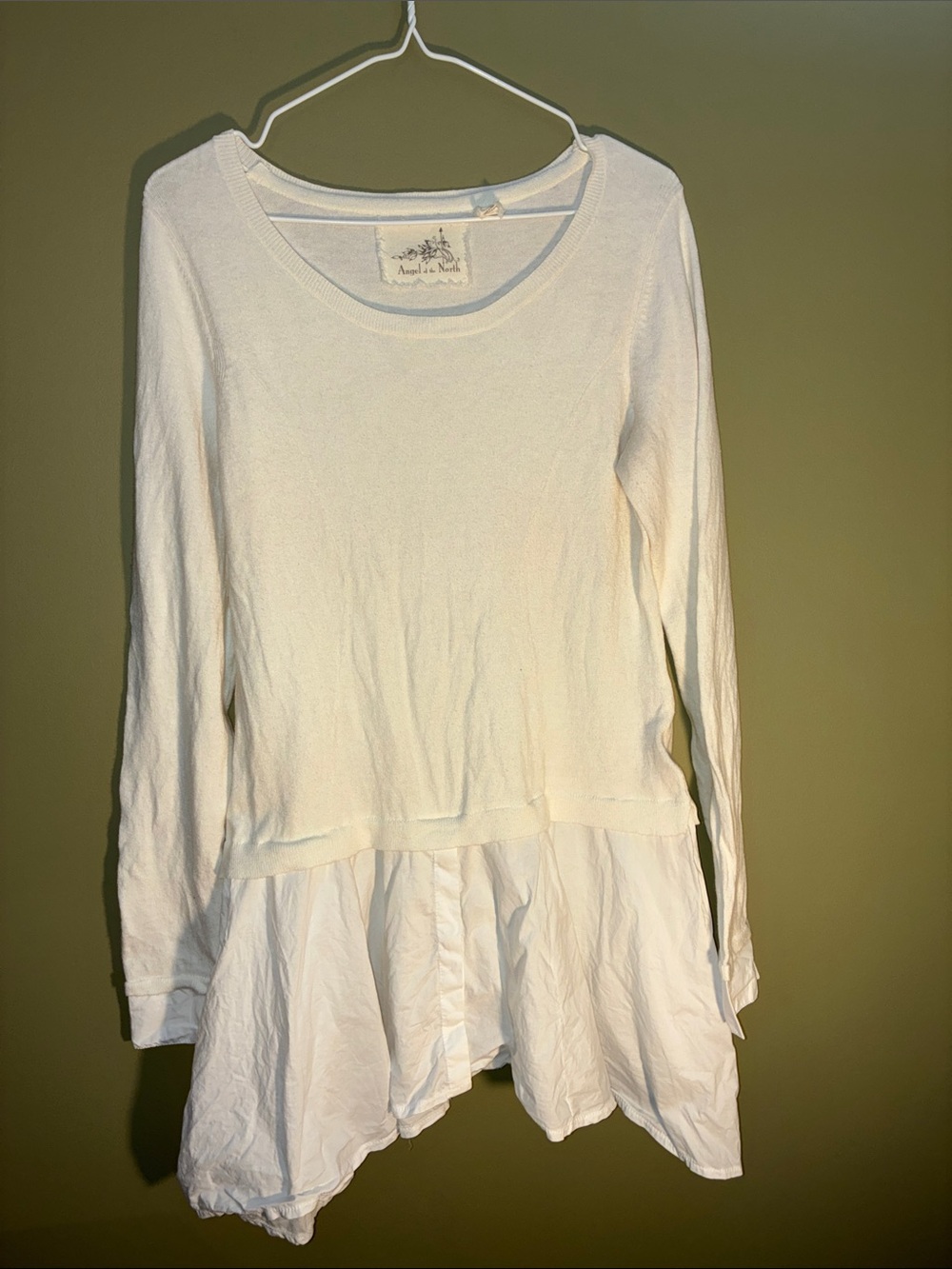 Angel Of The North Cream Layered Long-Sleeve Tunic